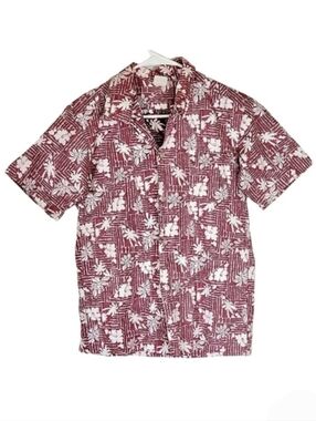 1213 * Nui Nalu Hibiscus Hawaiian Shirt Red Size 18 Vintage Made in Hawaii USA